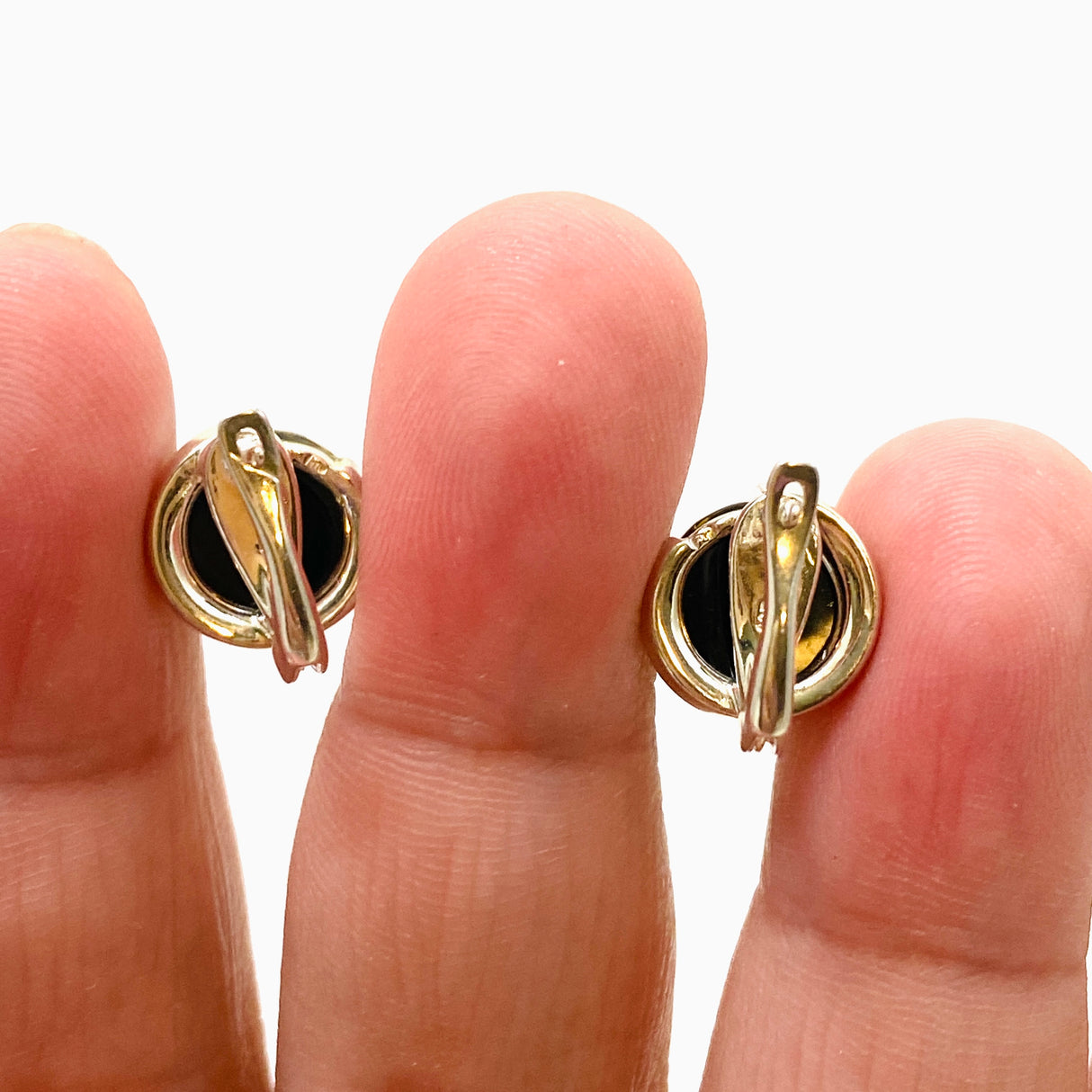 Baltic Green Amber Round Huggie Earrings AMB304
