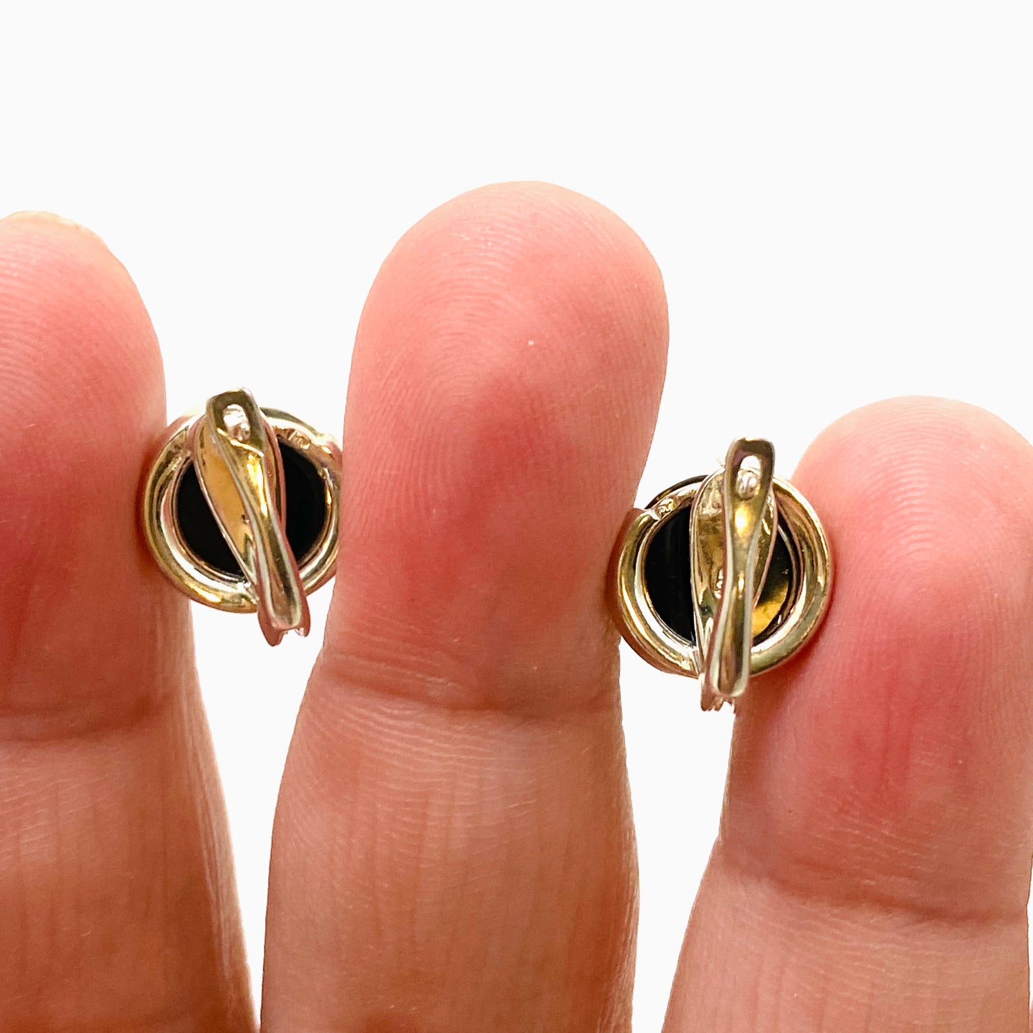 Baltic Green Amber Round Huggie Earrings AMB304