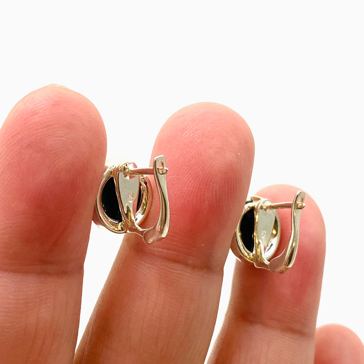 Baltic Green Amber Round Huggie Earrings AMB304