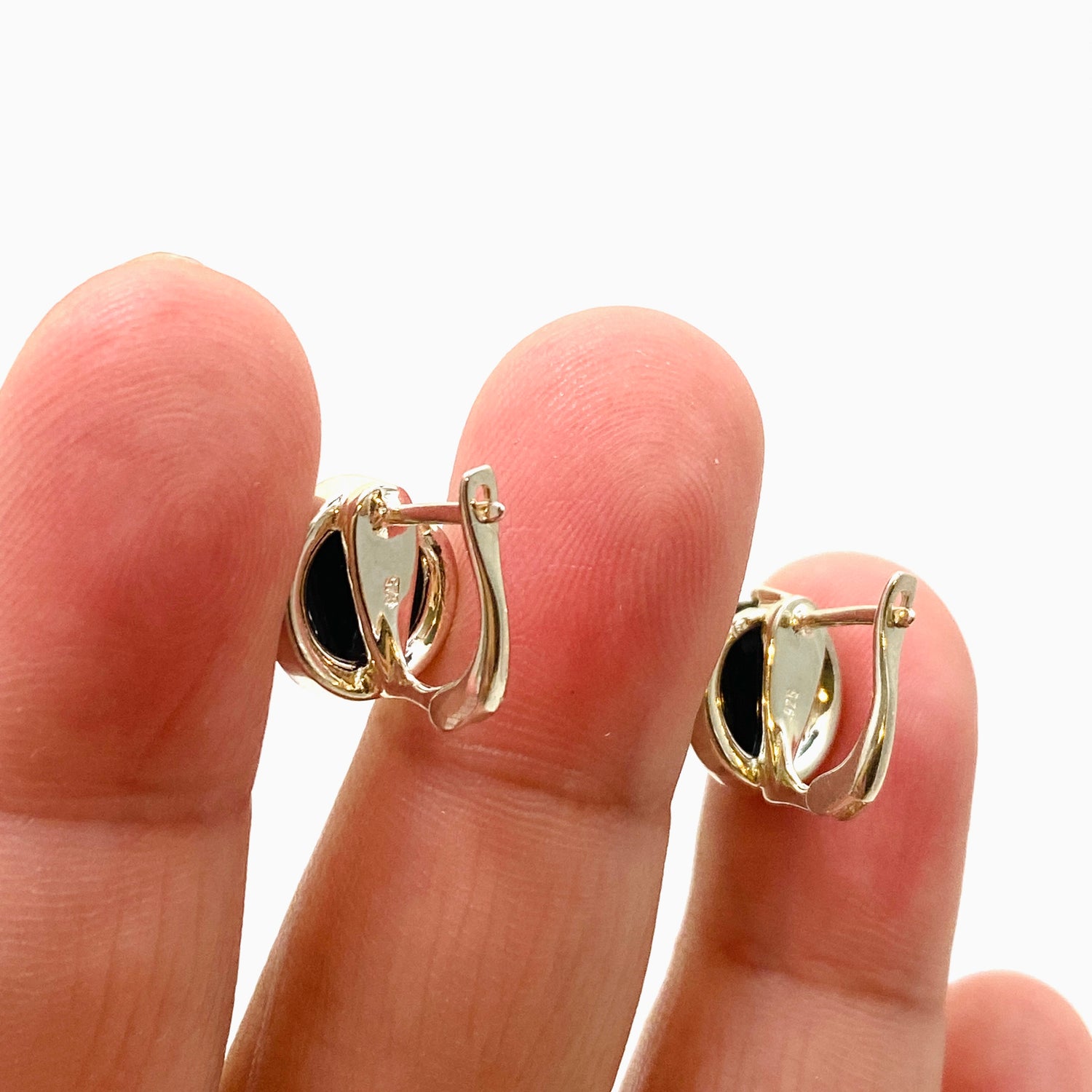 Baltic Green Amber Round Huggie Earrings AMB304