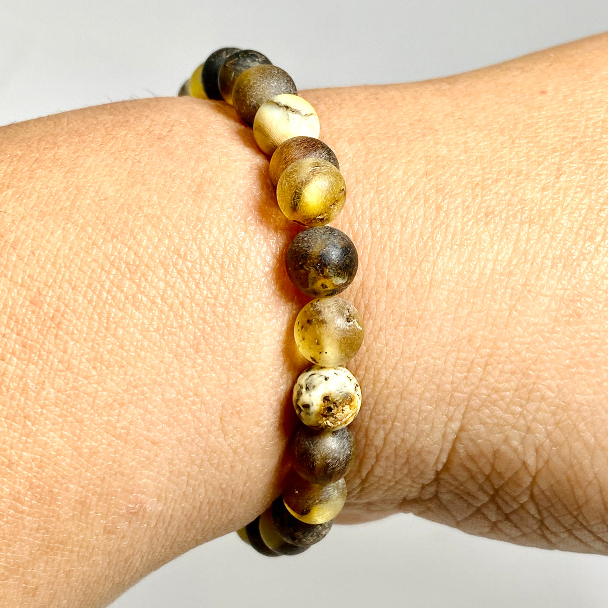 Baltic Natural Amber Matte Round Beaded Bracelet AMB333