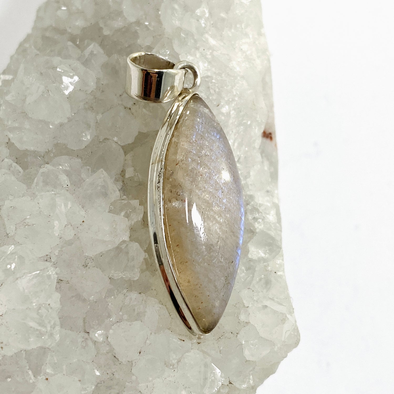 Belomorite (Sunstone with Moonstone "Eclipse" Stone) Marquise Cabochon Pendant THP-21