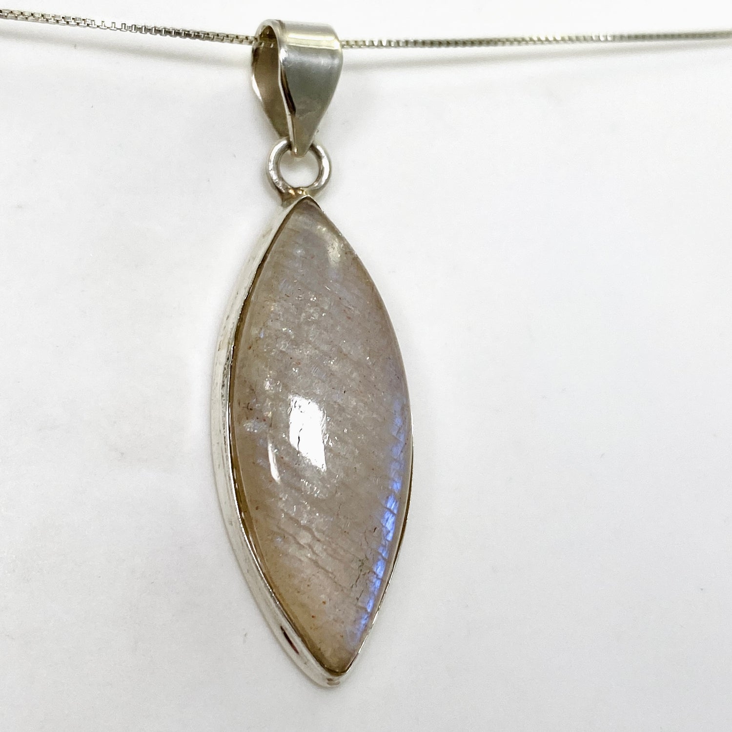 Belomorite (Sunstone with Moonstone "Eclipse" Stone) Marquise Cabochon Pendant THP-21