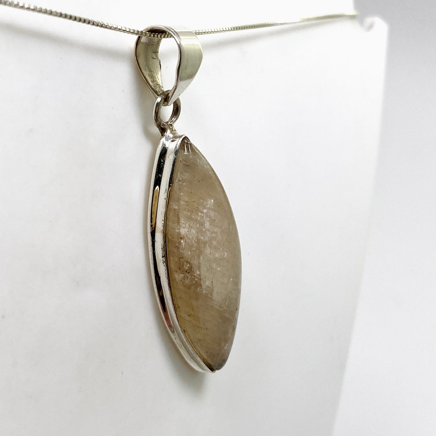 Belomorite (Sunstone with Moonstone "Eclipse" Stone) Marquise Cabochon Pendant THP-21