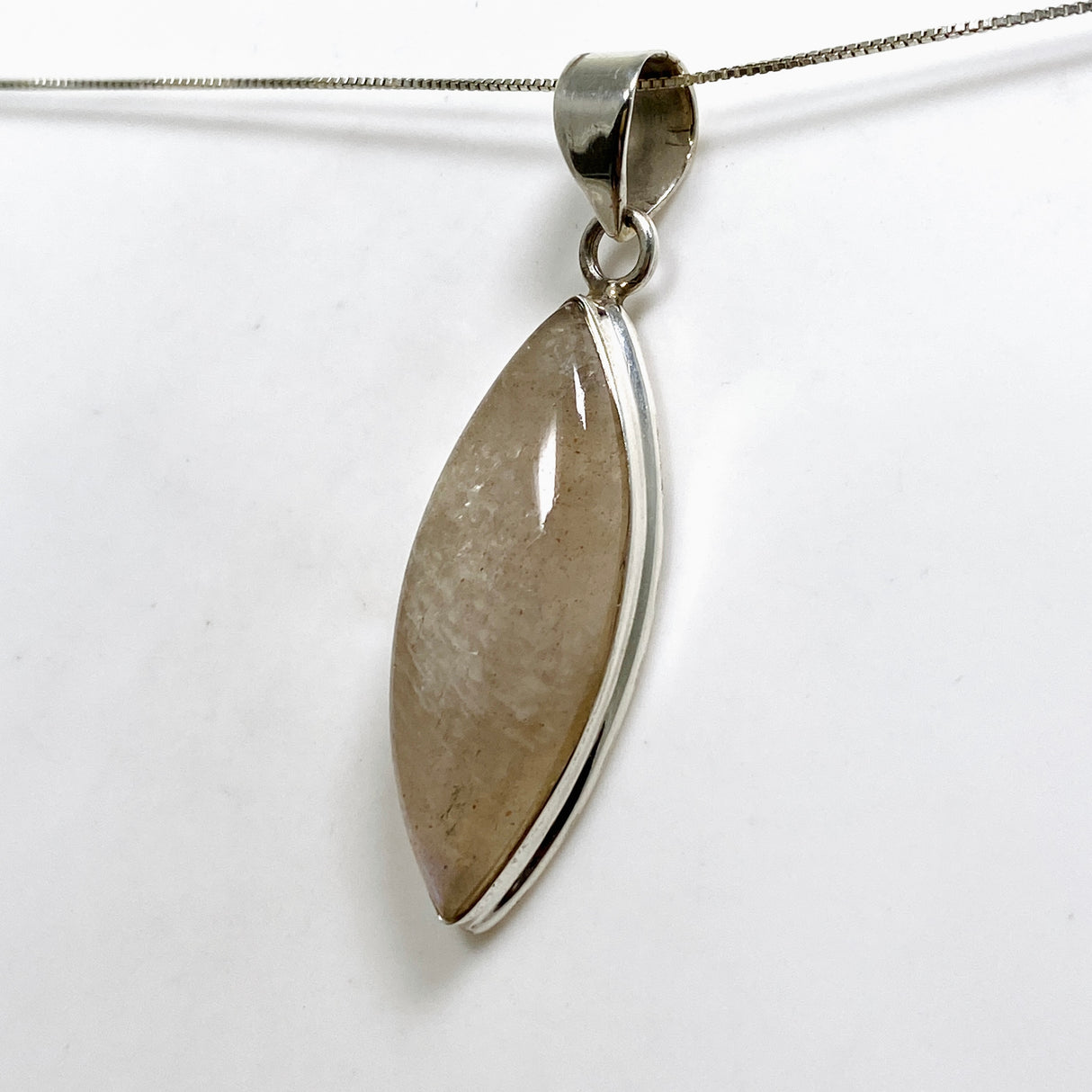 Belomorite (Sunstone with Moonstone "Eclipse" Stone) Marquise Cabochon Pendant THP-21