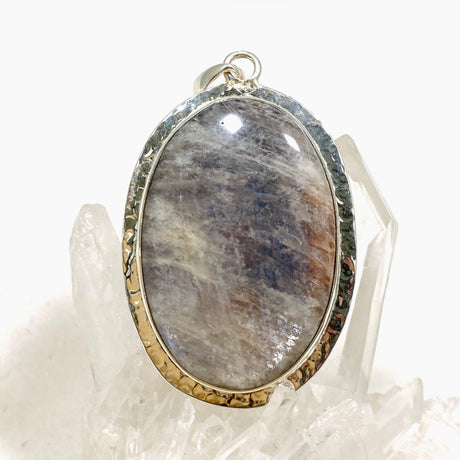 Belomorite (Sunstone with Moonstone "Eclipse" Stone) Oval Pendant with Hammered Setting KPGJ4223 - Nature's Magick