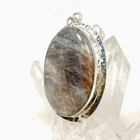 Belomorite (Sunstone with Moonstone "Eclipse" Stone) Oval Pendant with Hammered Setting KPGJ4223 - Nature's Magick