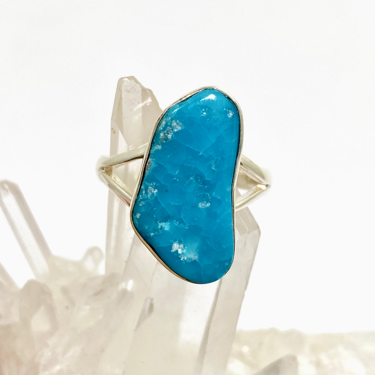 Bisbee Turquoise Freeform Cabochon Split Band Ring Size 11 KRGJ3411