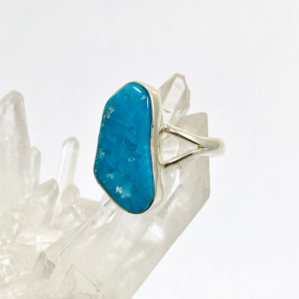 Bisbee Turquoise Freeform Cabochon Split Band Ring Size 11 KRGJ3411