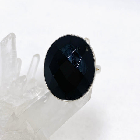 Black Onyx Faceted Oval Ring s.10 KRGJ2986 - Nature's Magick