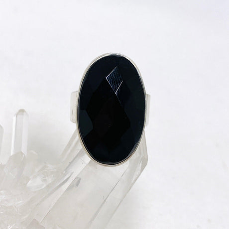 Black Onyx Faceted Oval Ring s.8 KRGJ2988 - Nature's Magick