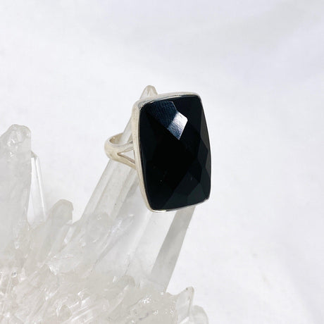 Black Onyx Faceted Rectangular Ring s.9 KRGJ2993 - Nature's Magick