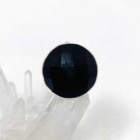 Black Onyx Faceted Round Ring s.9 KRGJ2989 - Nature's Magick
