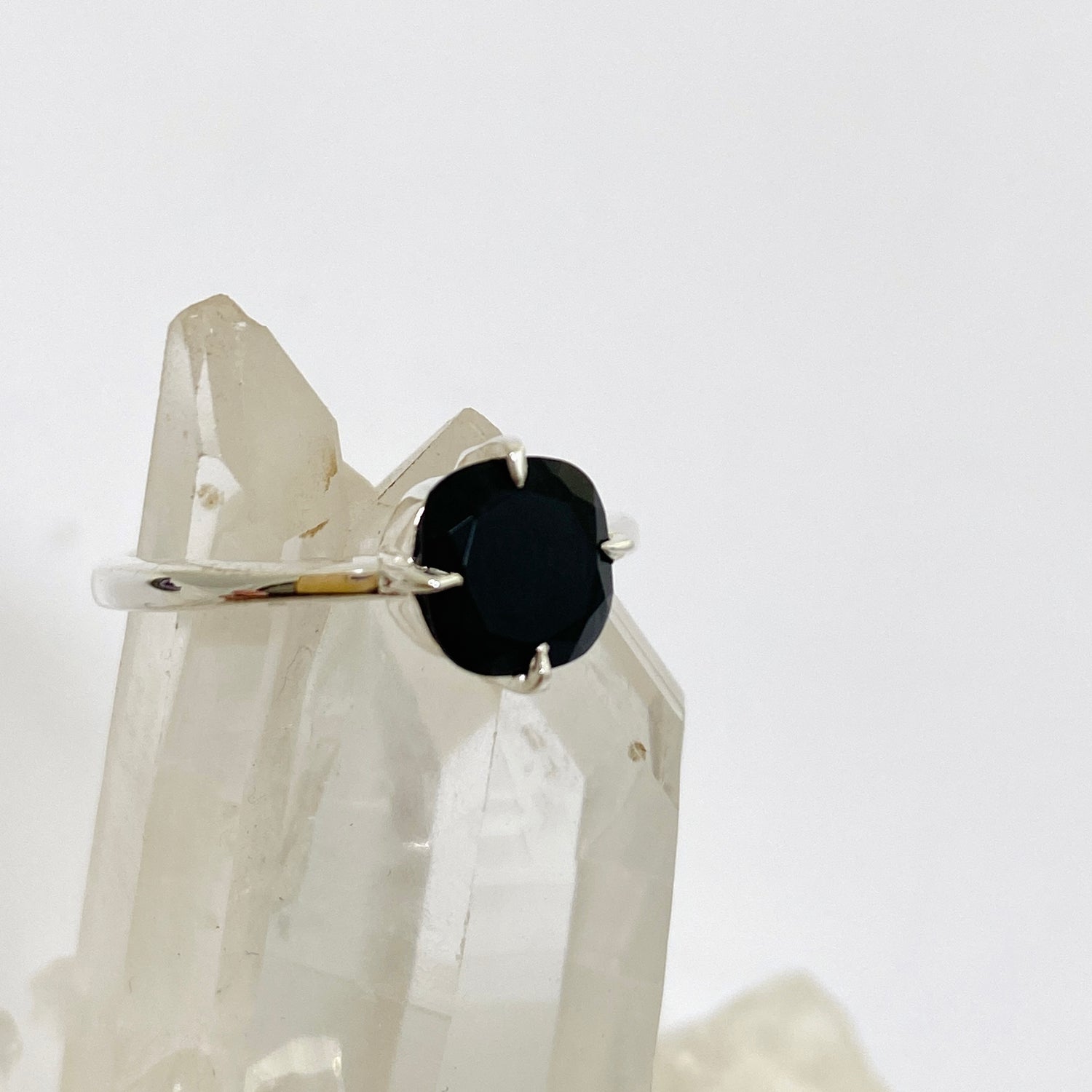 Black Onyx Faceted Square Solitare Ring R4806