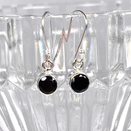 Black Onyx petite round faceted earrings R2363-BOR - Nature's Magick