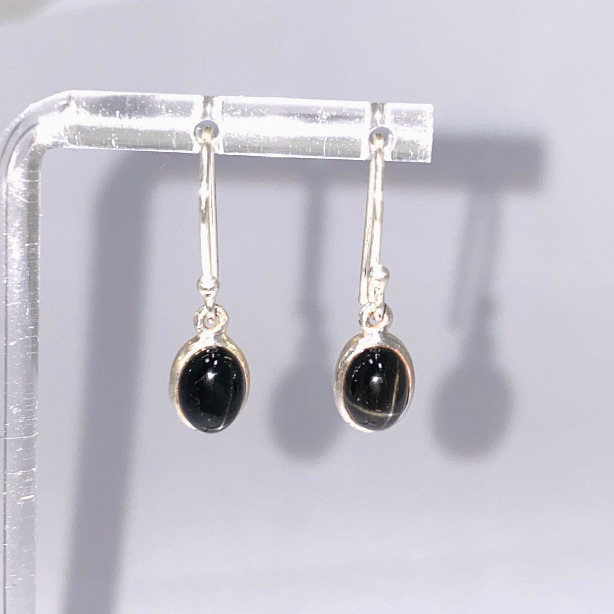 Black Star Diopside Oval Cabochon Earrings PEGJ410