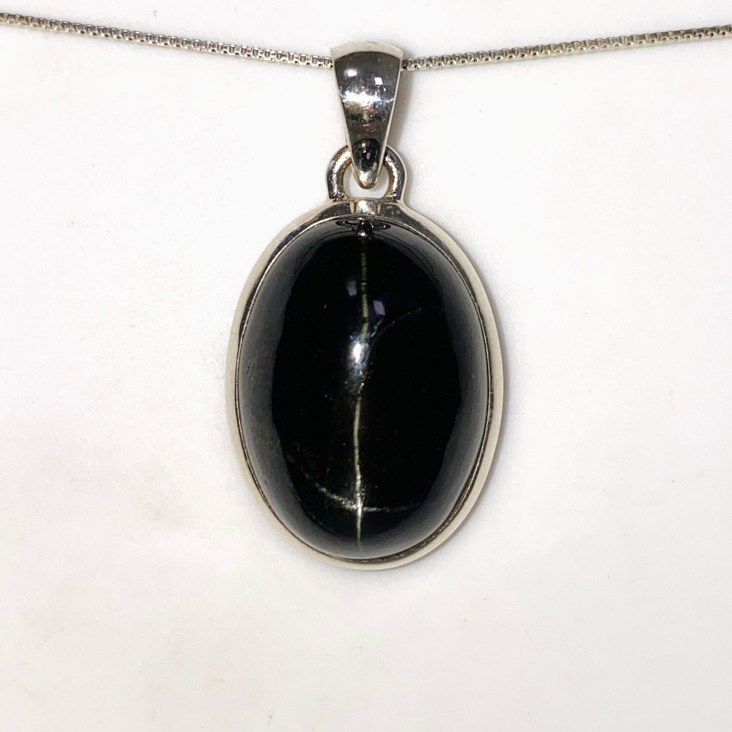 Black Star Diopside Oval Cabochon Pendant PPGJ1069