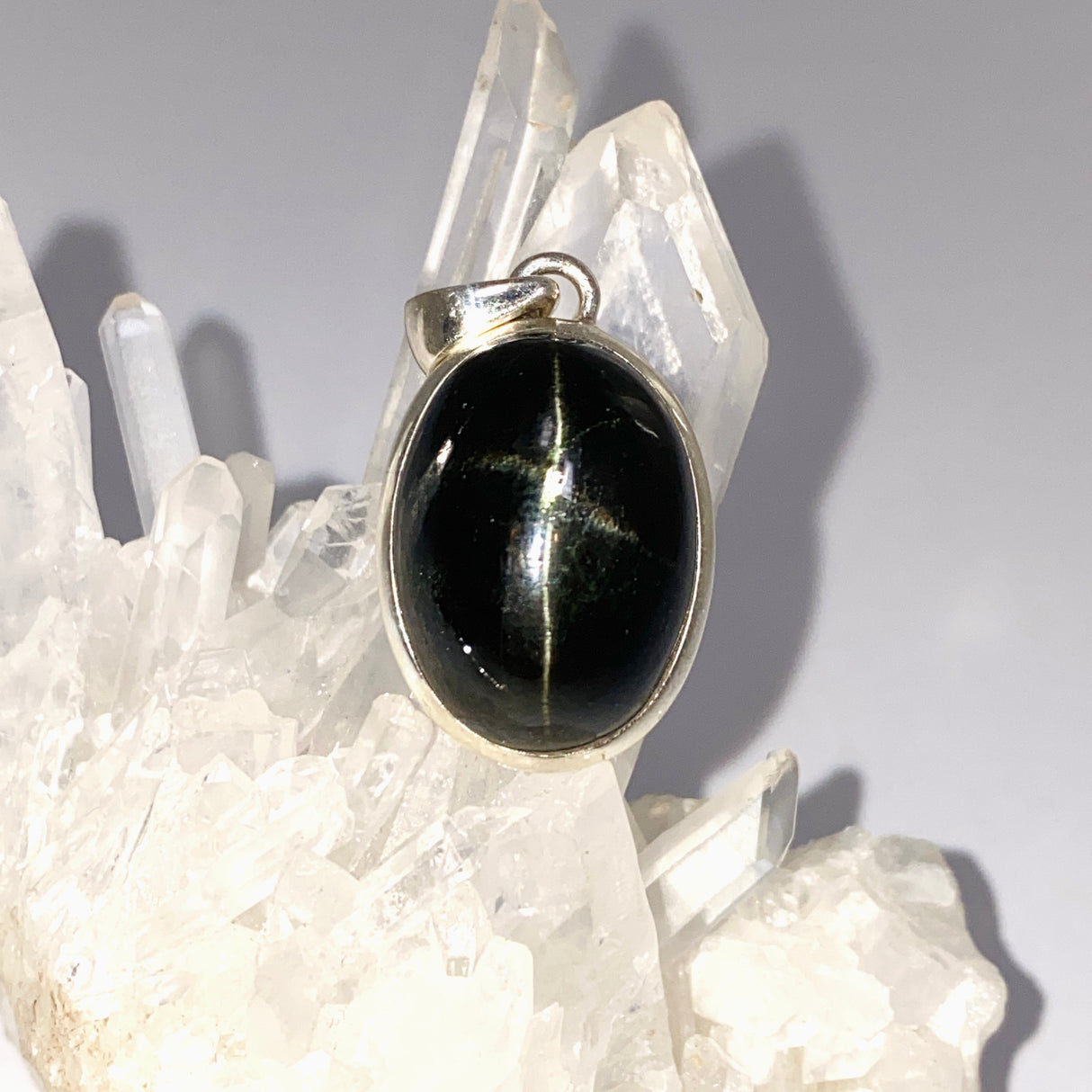 Black Star Diopside Oval Cabochon Pendant PPGJ1069