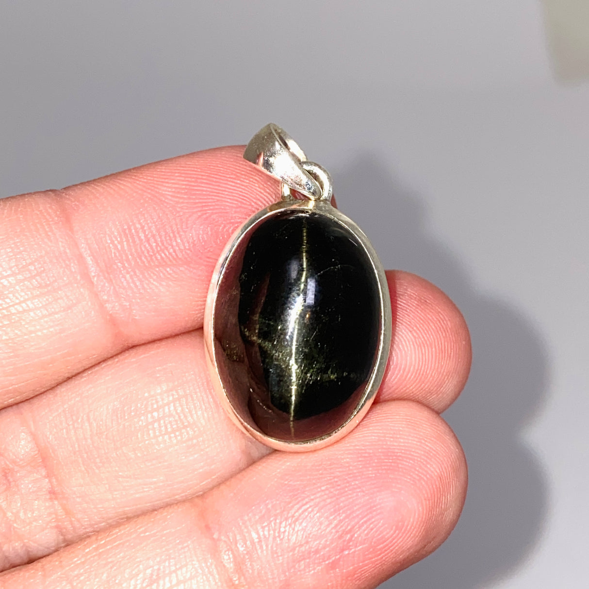 Black Star Diopside Oval Cabochon Pendant PPGJ1069