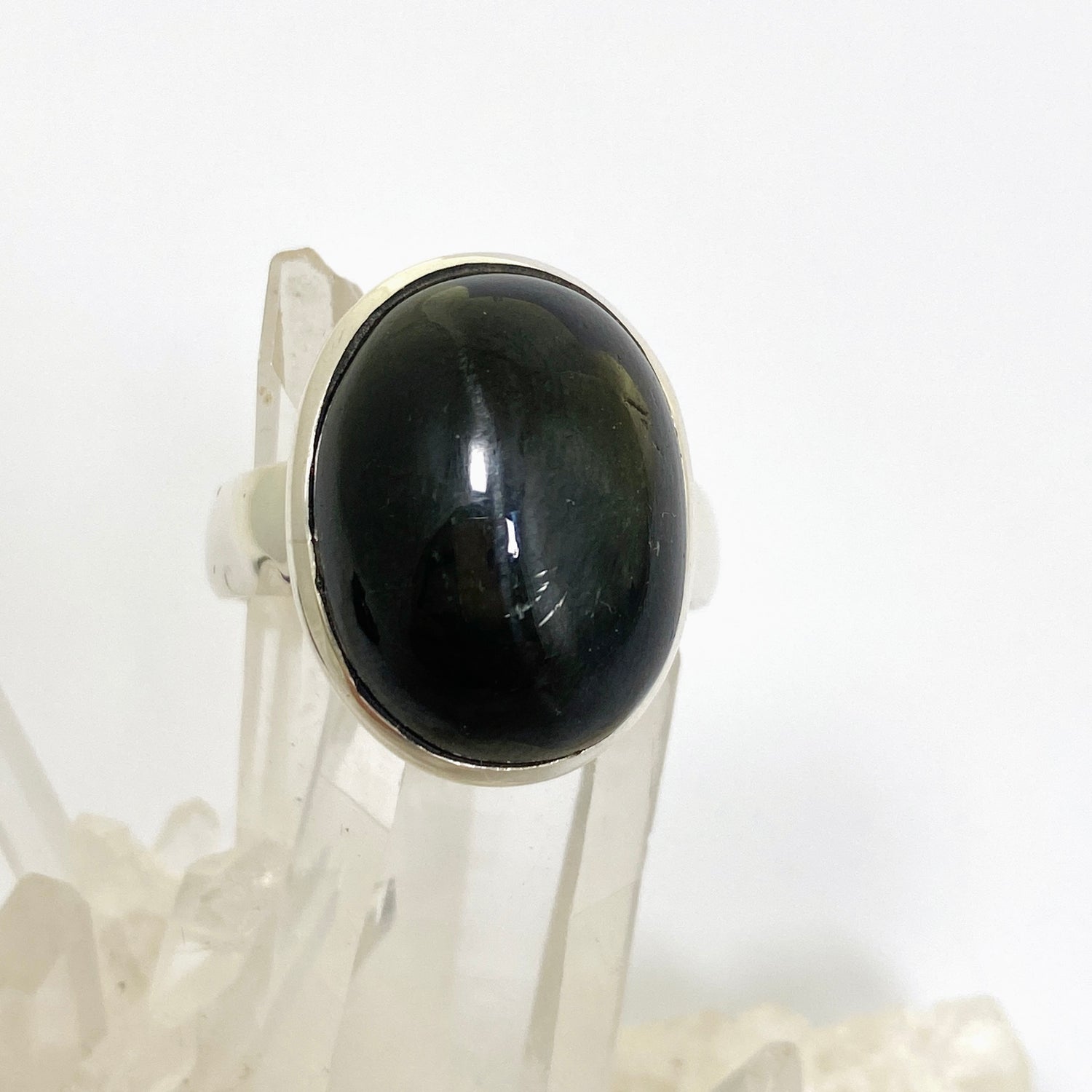 Black Star Diopside Oval Cabochon Ring Size 12.5 PRGJ901