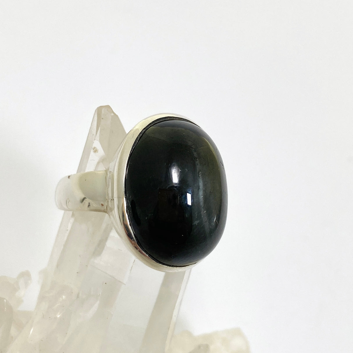 Black Star Diopside Oval Cabochon Ring Size 12.5 PRGJ901