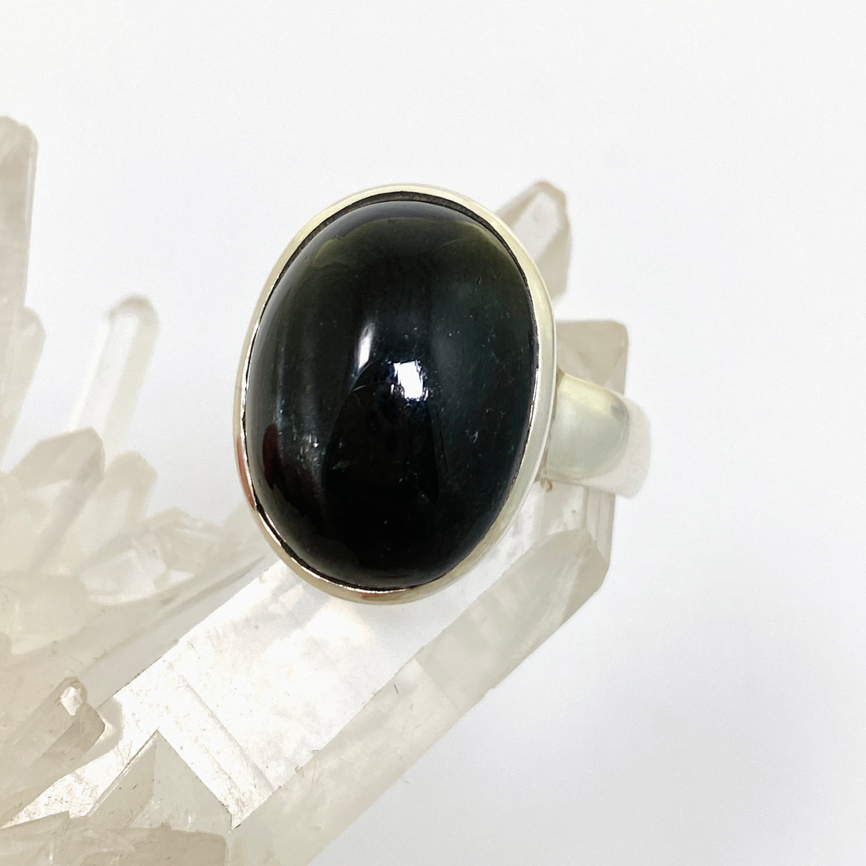 Black Star Diopside Oval Cabochon Ring Size 12.5 PRGJ901