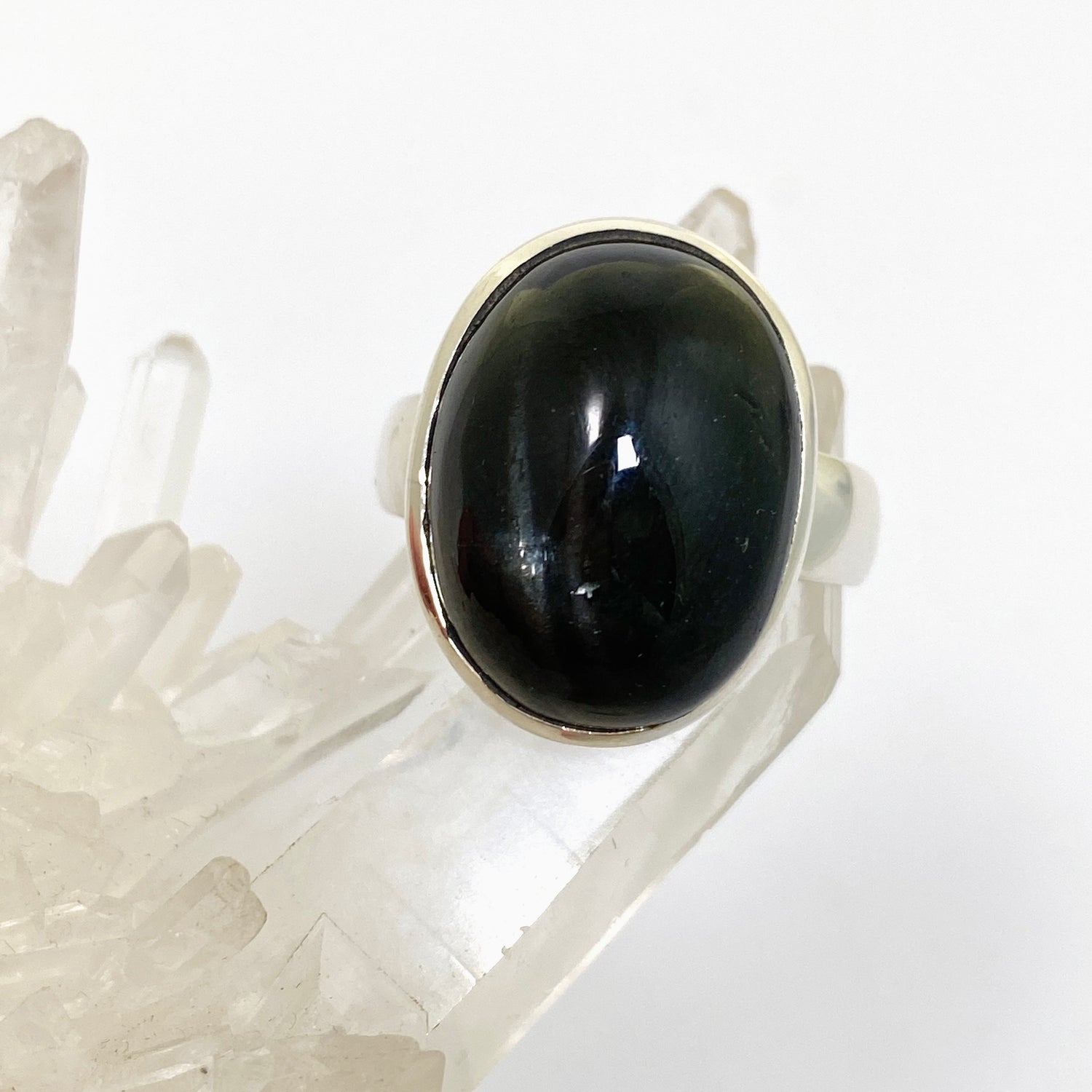 Black Star Diopside Oval Cabochon Ring Size 12.5 PRGJ901
