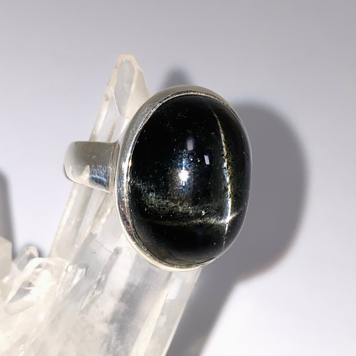 Black Star Diopside Oval Cabochon Ring Size 12.5 PRGJ901