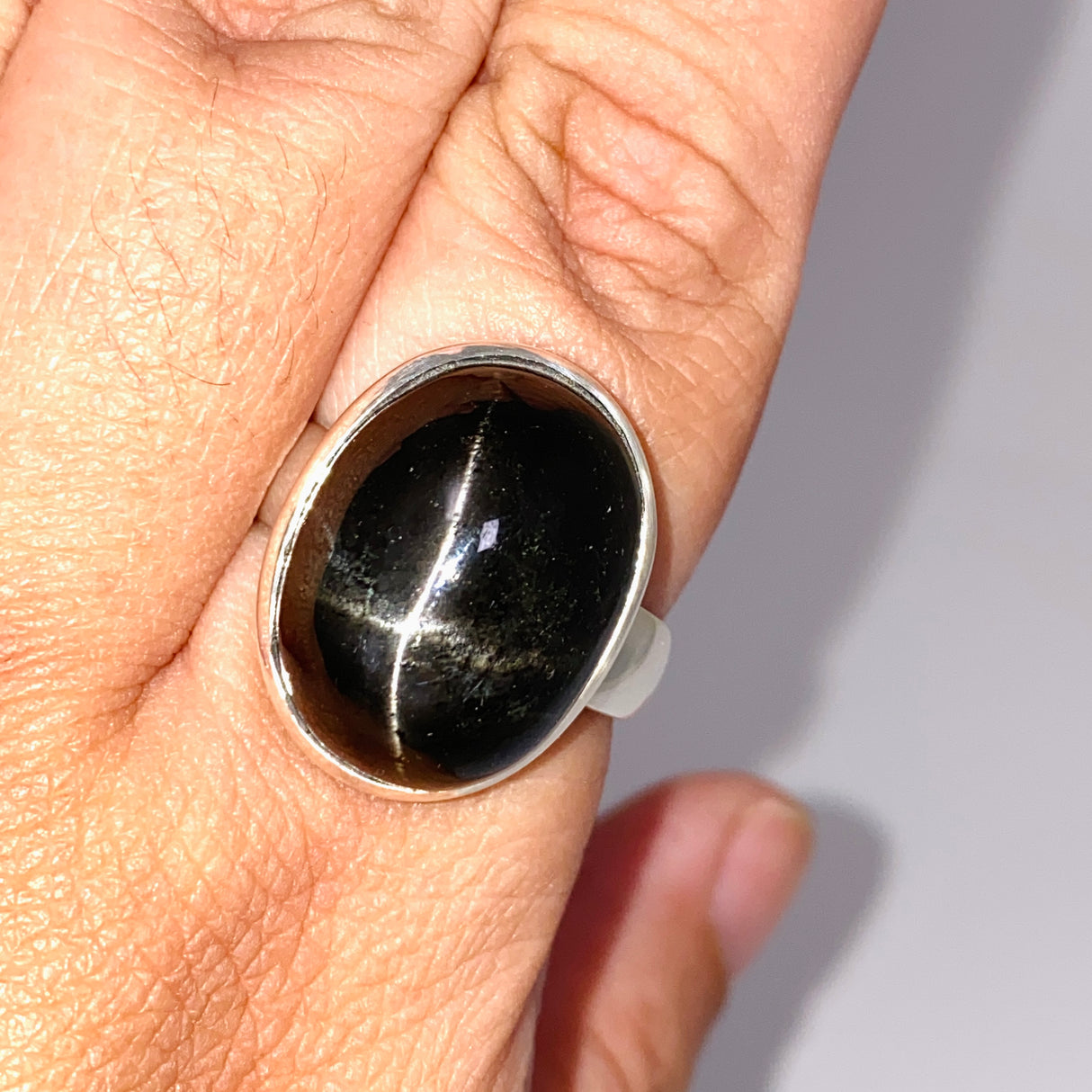Black Star Diopside Oval Cabochon Ring Size 12.5 PRGJ901