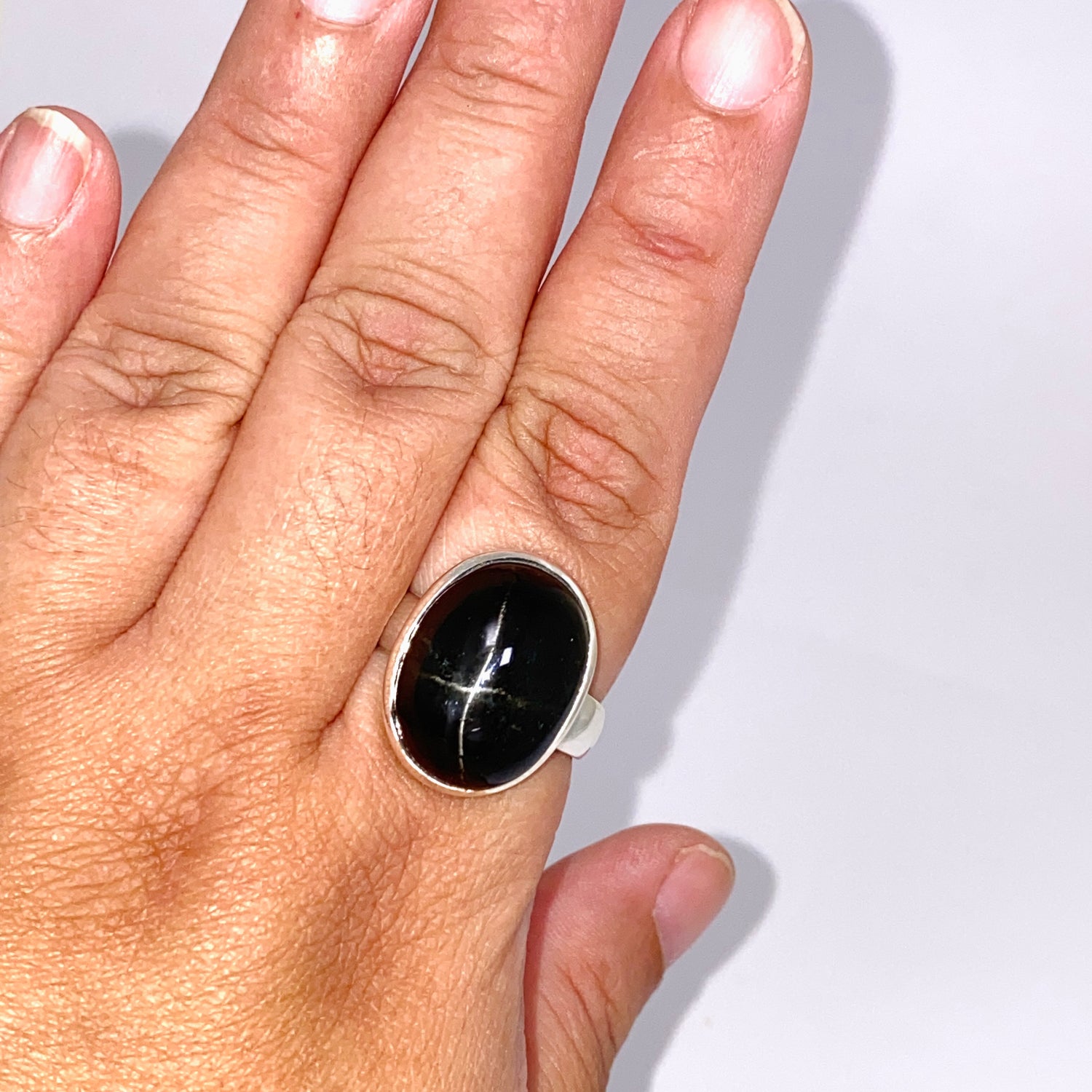 Black Star Diopside Oval Cabochon Ring Size 12.5 PRGJ901
