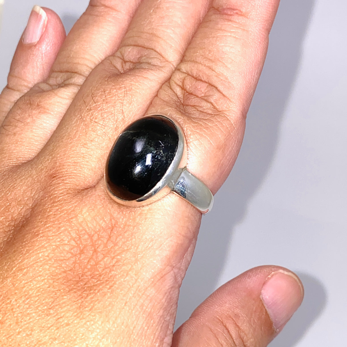 Black Star Diopside Oval Cabochon Ring Size 12.5 PRGJ901
