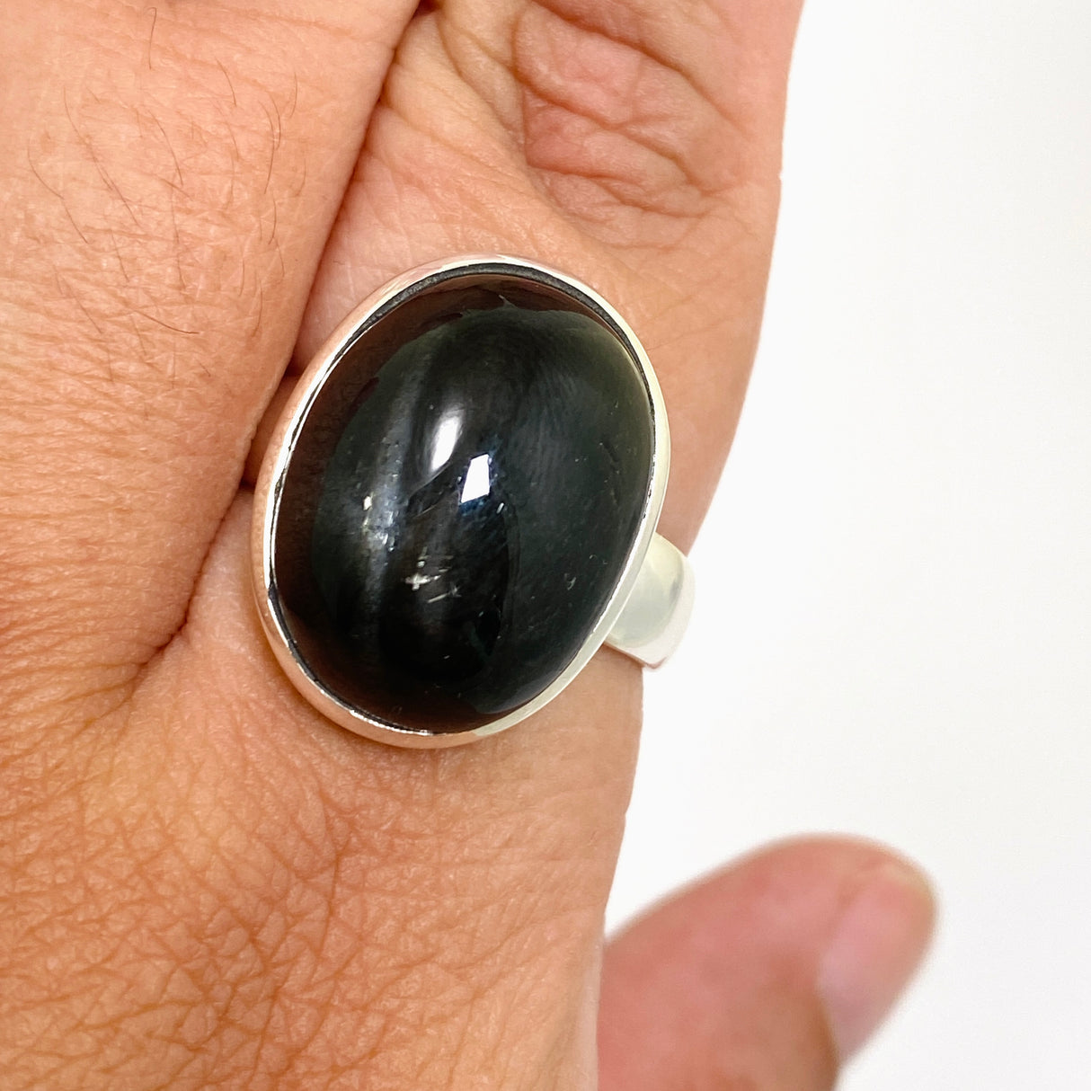Black Star Diopside Oval Cabochon Ring Size 12.5 PRGJ901