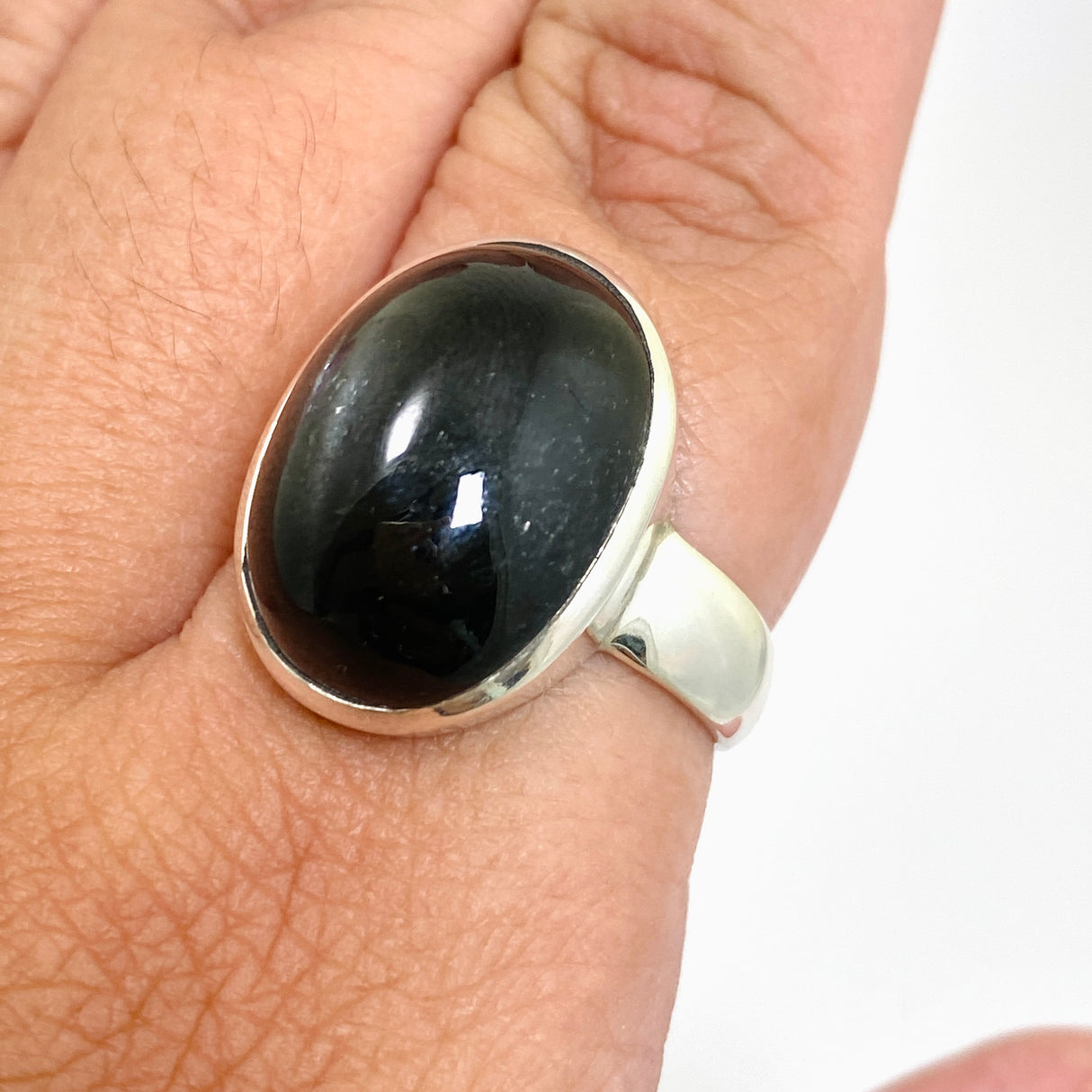 Black Star Diopside Oval Cabochon Ring Size 12.5 PRGJ901
