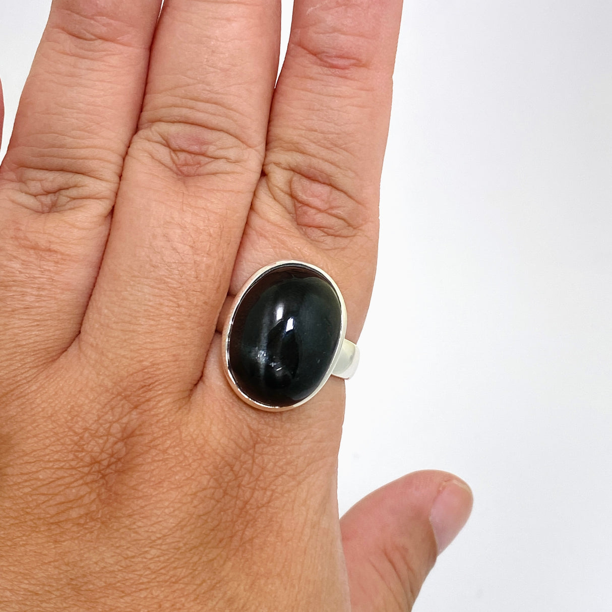Black Star Diopside Oval Cabochon Ring Size 12.5 PRGJ901