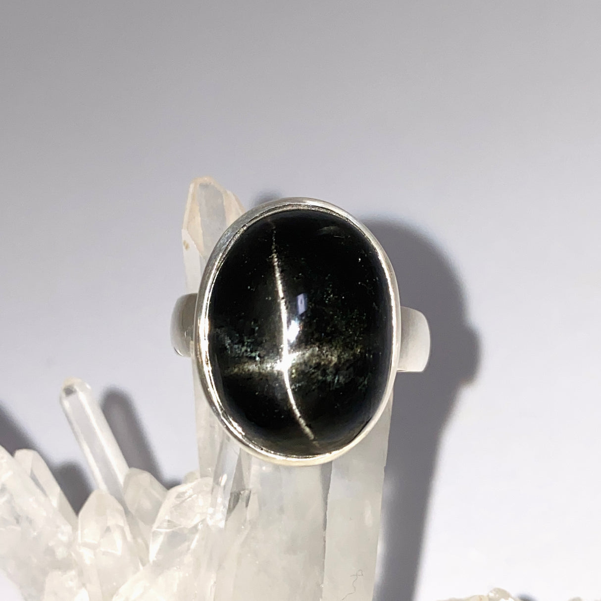 Black Star Diopside Oval Cabochon Ring Size 12.5 PRGJ901