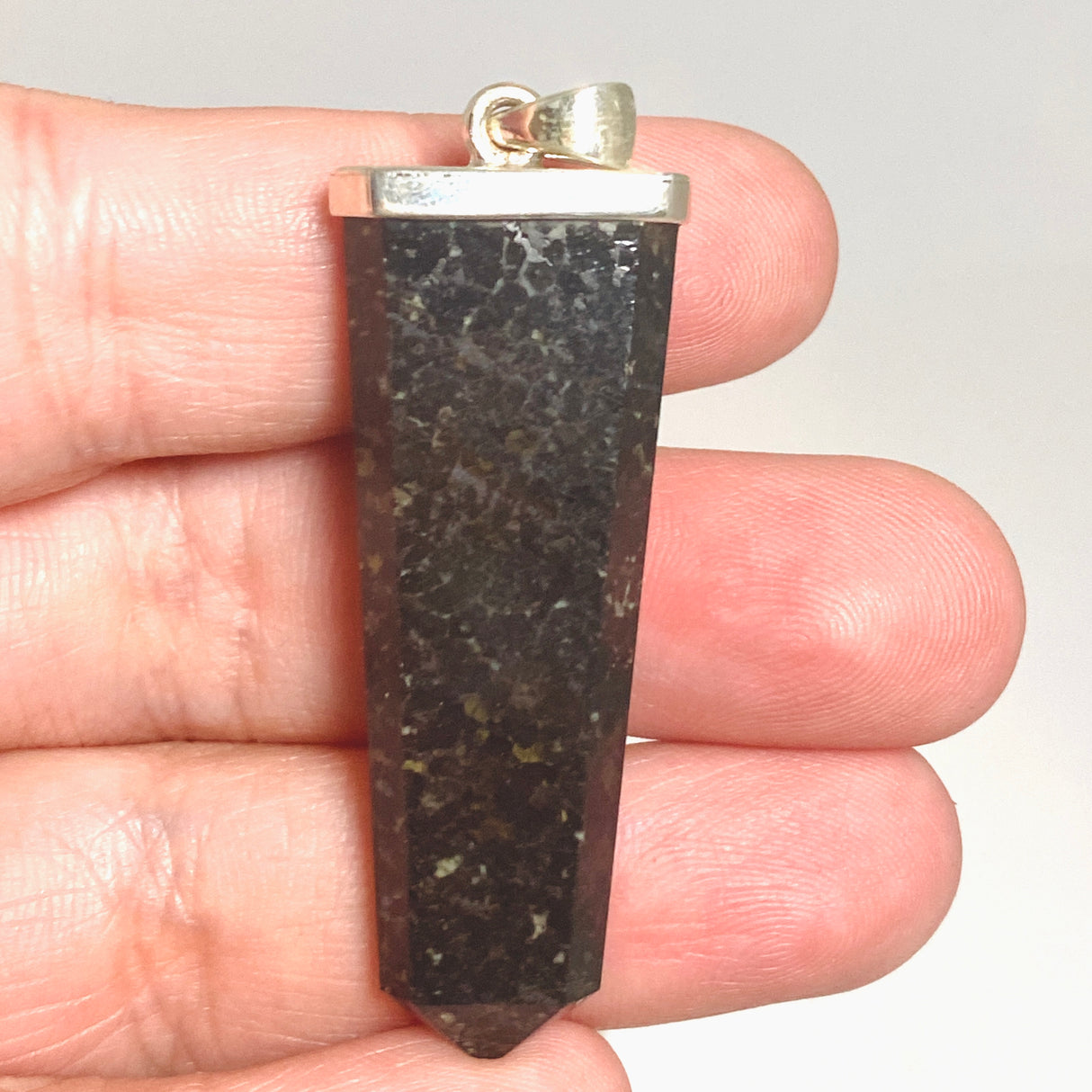 Black Tourmaline Capped Wide Point Chakra Pendant PPGJ1244