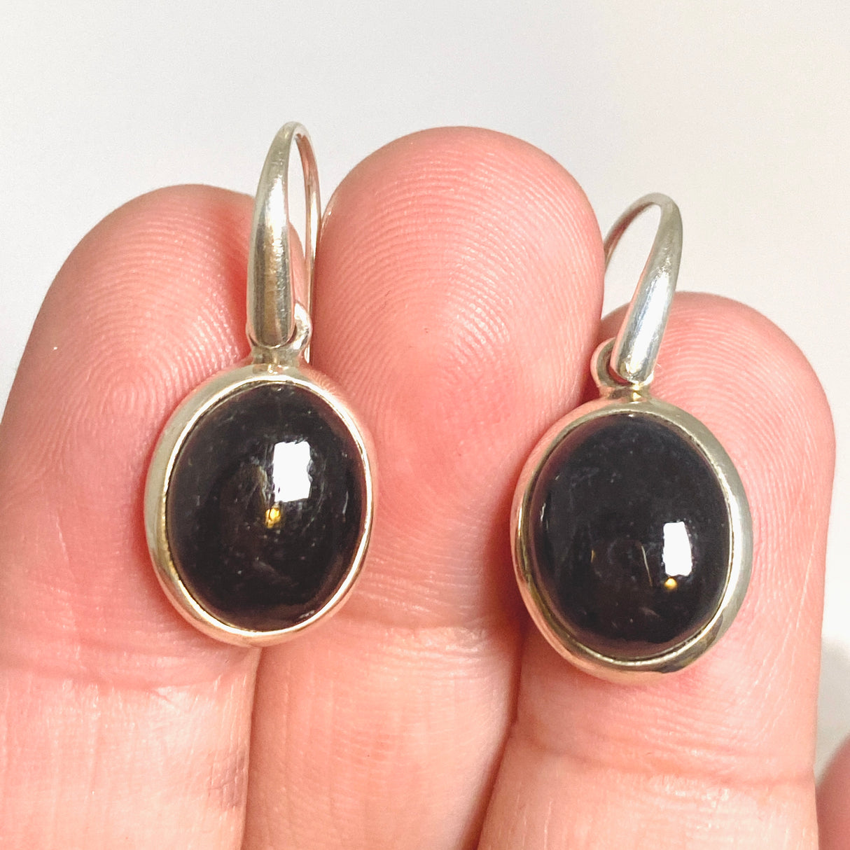Black Tourmaline Oval Cabochon Earrings PEGJ364