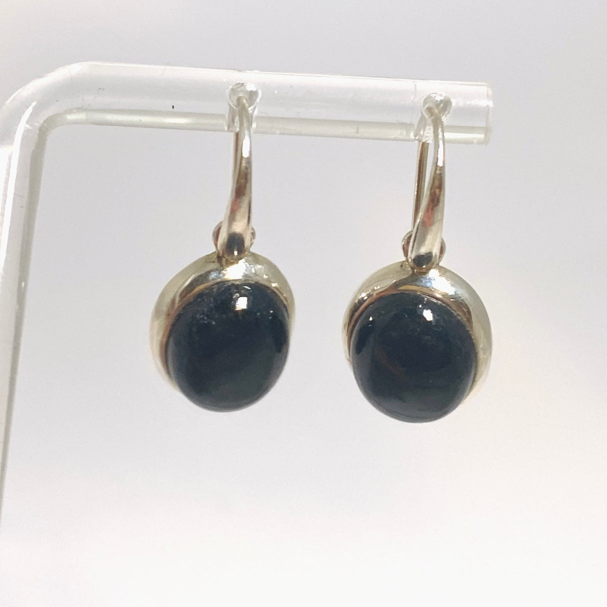 Black Tourmaline Oval Cabochon Earrings PEGJ364