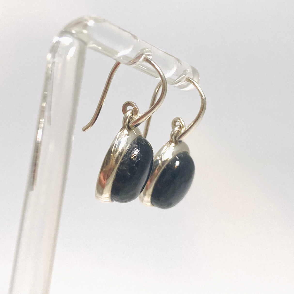 Black Tourmaline Oval Cabochon Earrings PEGJ364