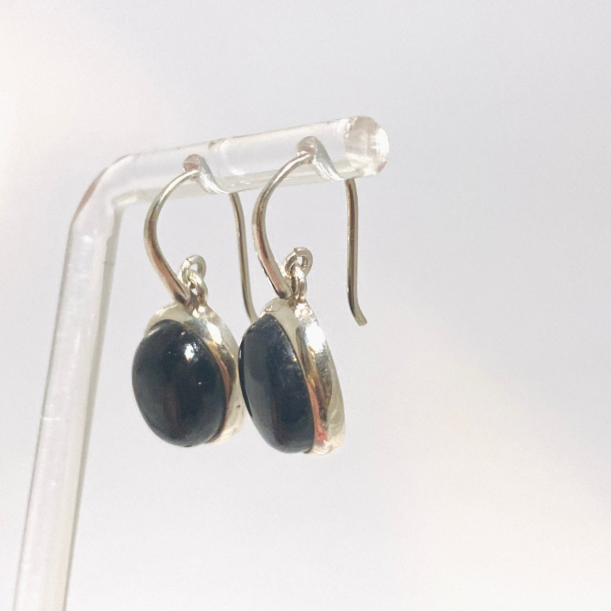 Black Tourmaline Oval Cabochon Earrings PEGJ364