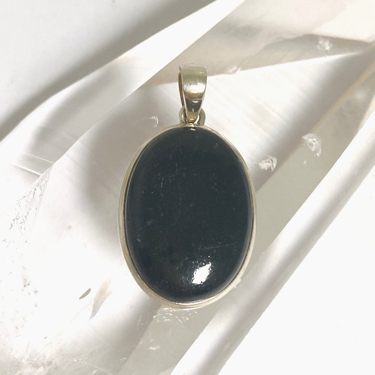 Black Tourmaline Oval Cabochon Pendant PPGJ1205