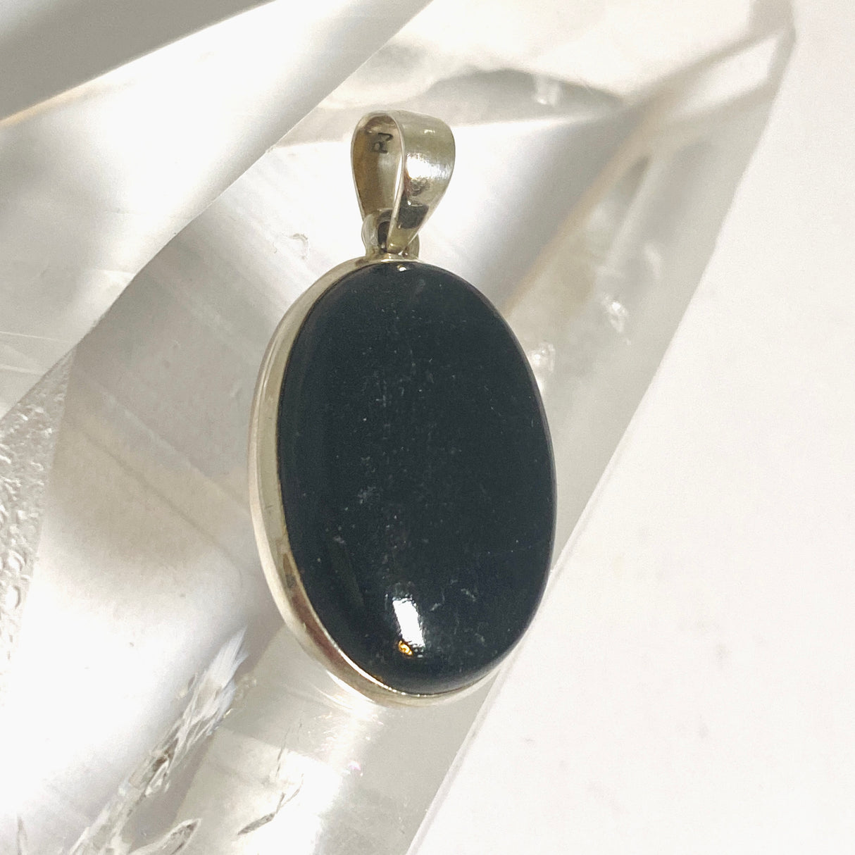 Black Tourmaline Oval Cabochon Pendant PPGJ1205