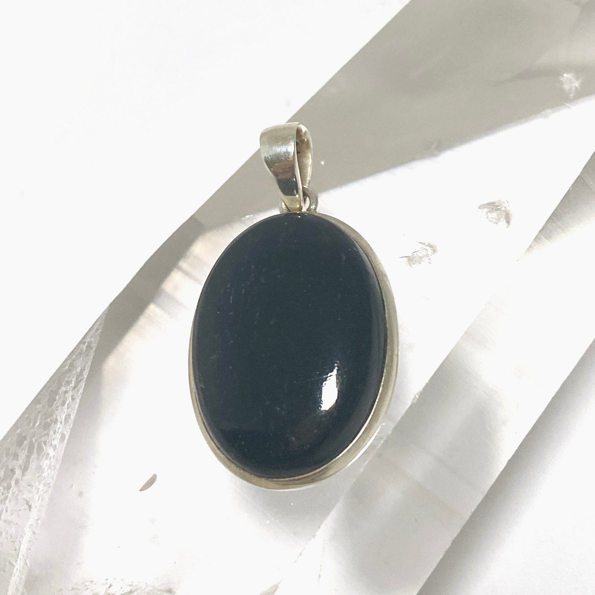 Black Tourmaline Oval Cabochon Pendant PPGJ1205