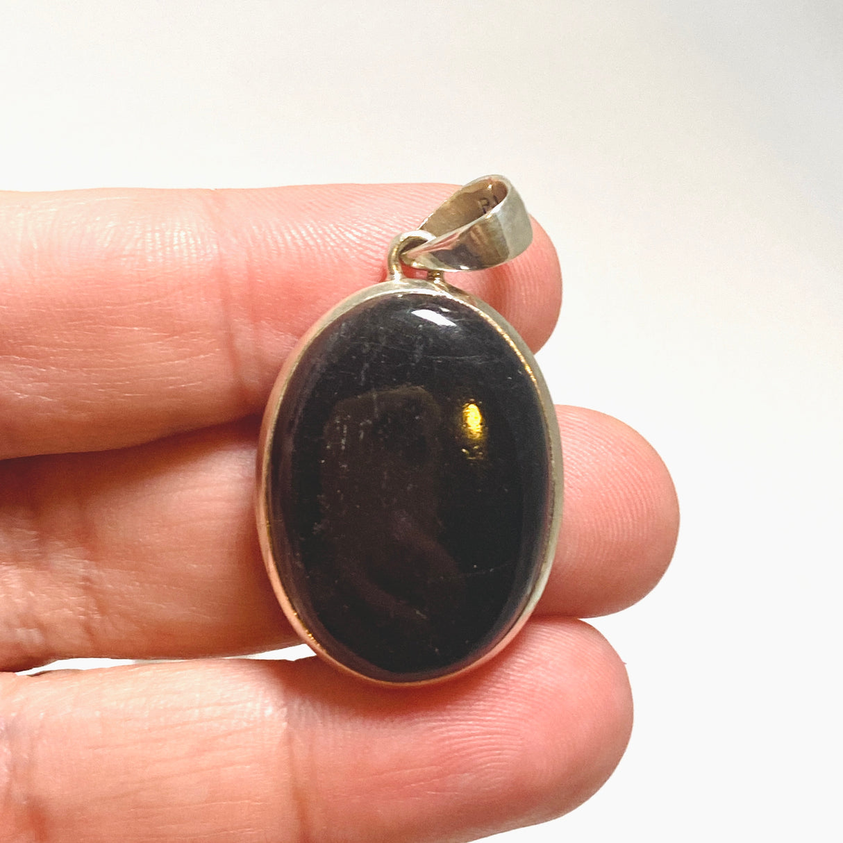 Black Tourmaline Oval Cabochon Pendant PPGJ1205