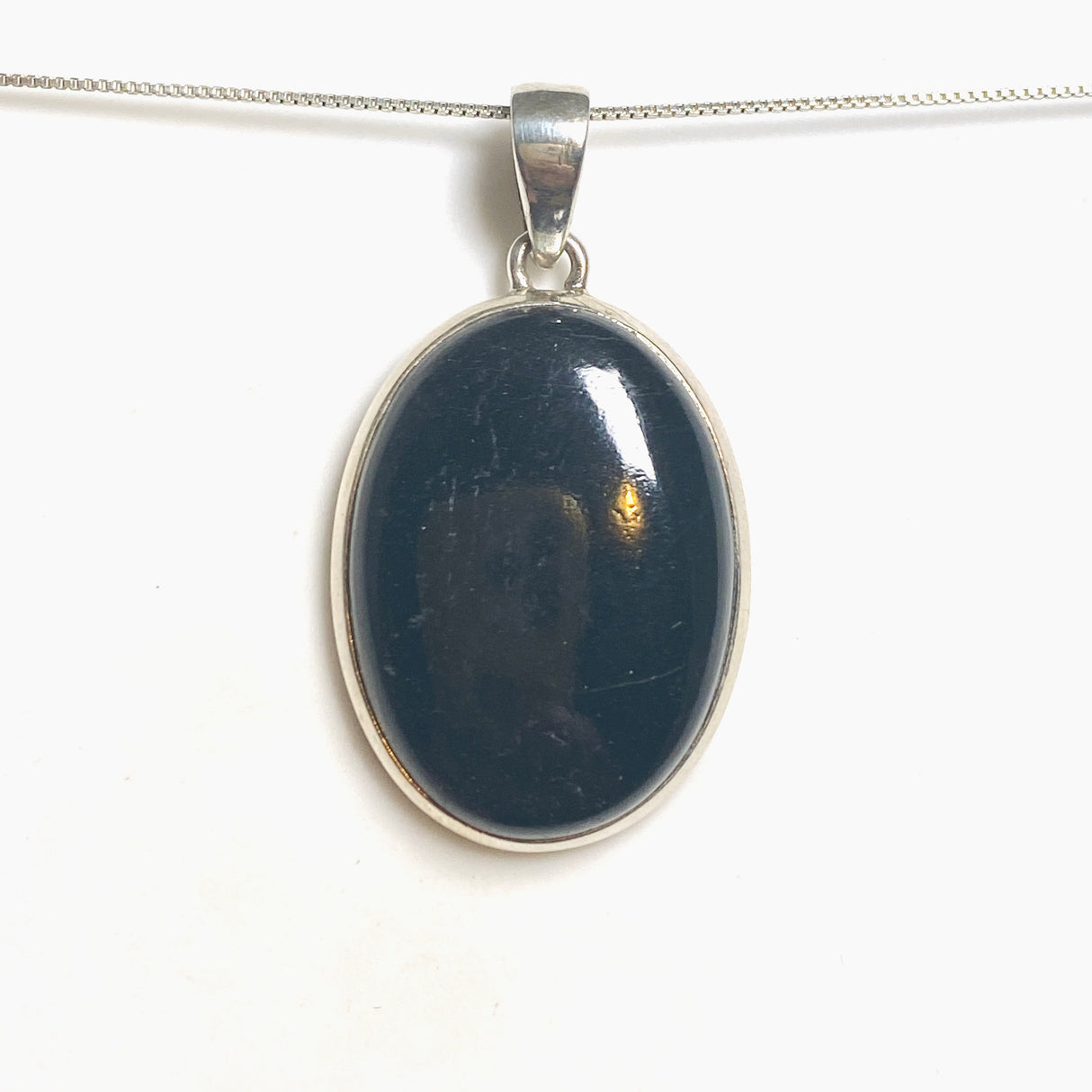 Black Tourmaline Oval Cabochon Pendant PPGJ1205