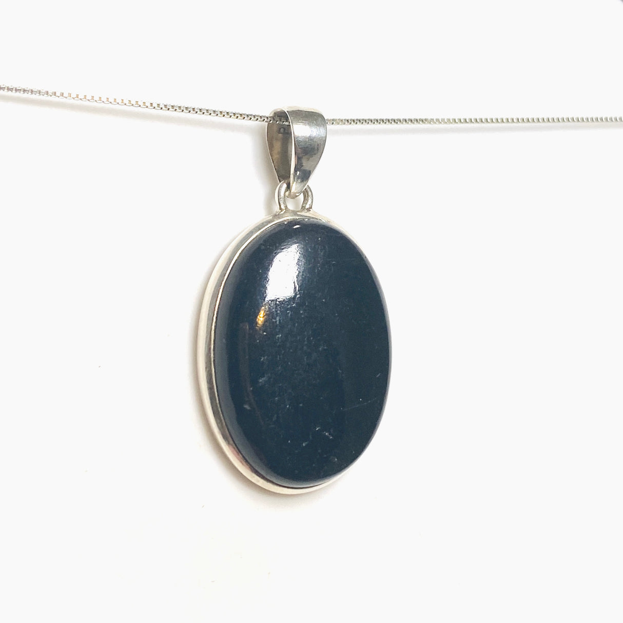 Black Tourmaline Oval Cabochon Pendant PPGJ1205