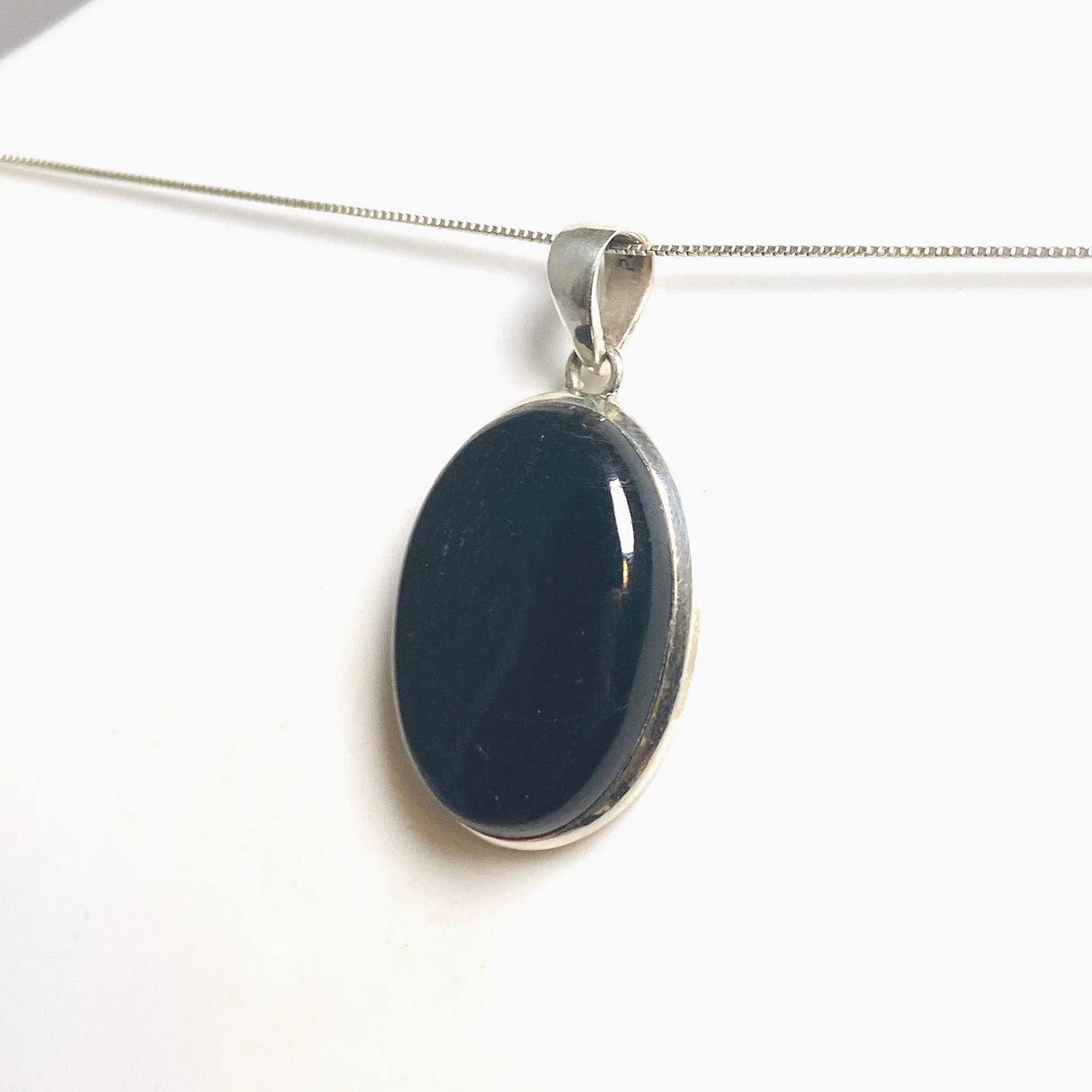 Black Tourmaline Oval Cabochon Pendant PPGJ1205