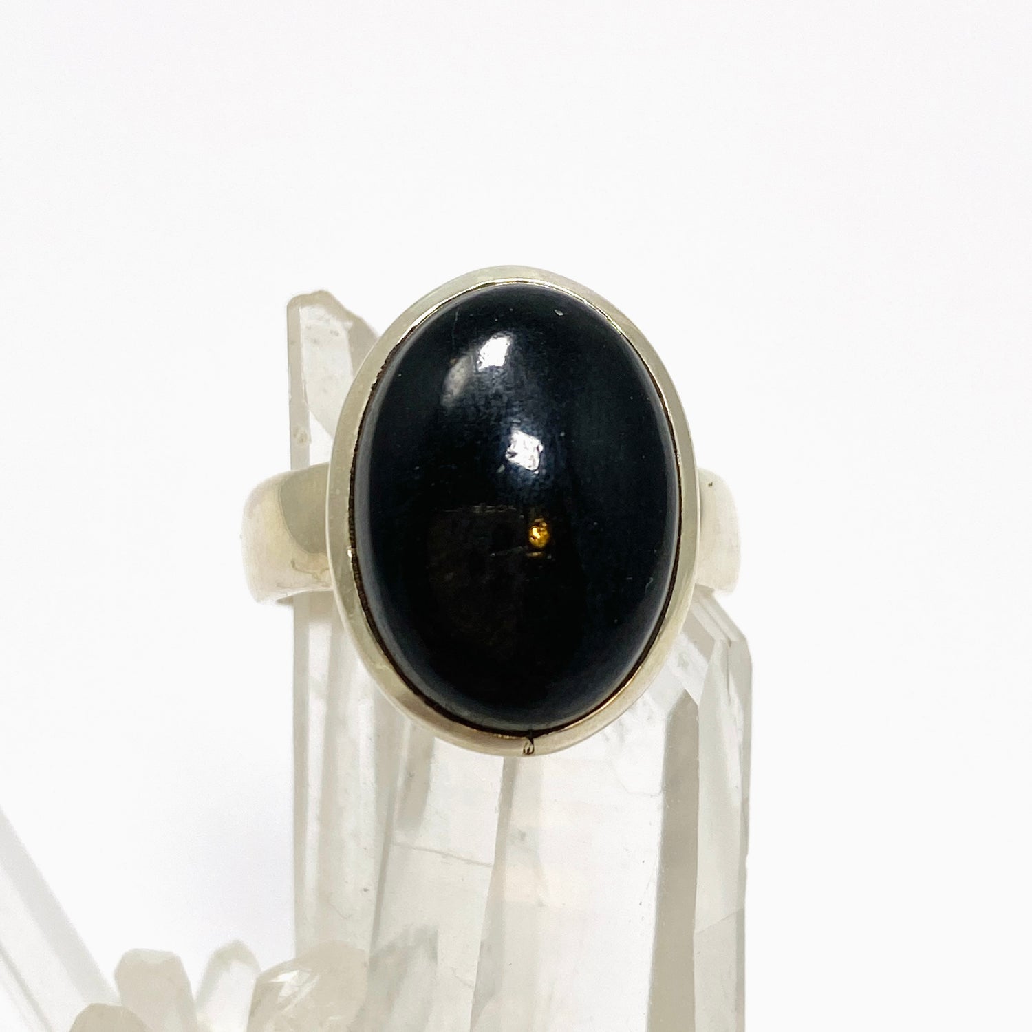 Black Tourmaline Oval Cabochon Ring Size 10 PRGJ830