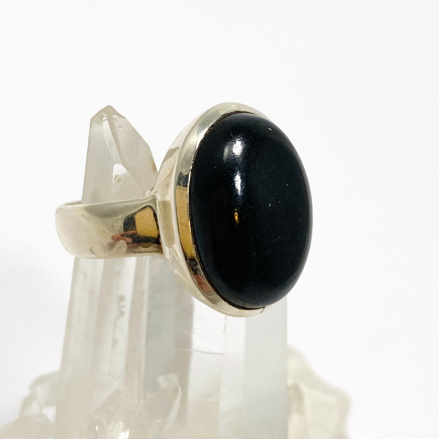 Black Tourmaline Oval Cabochon Ring Size 10 PRGJ830