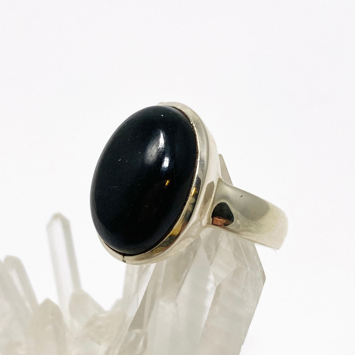 Black Tourmaline Oval Cabochon Ring Size 10 PRGJ830